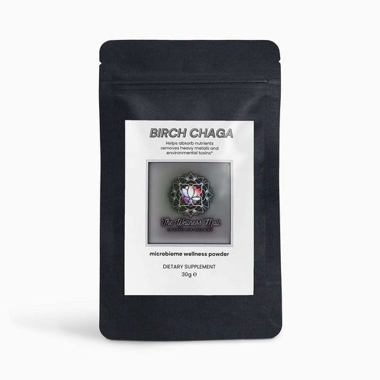 Birch Chaga Mushroom Microbiome Wellness Powder - Adaptogenic, Natural Immune Support & Gut Health Supplement